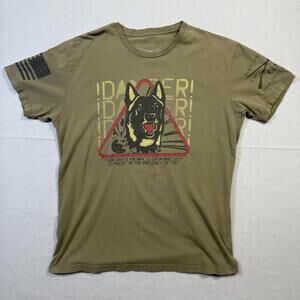 Grunt Style IDF K9 Dog Graphic Military Tactical T Shirt Mens L Army Green